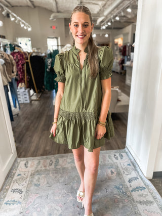 The Crisp Mornings Olive Mini Dress