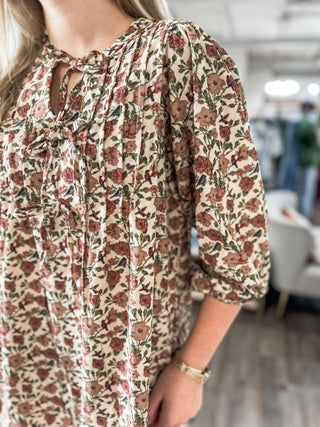 Rosewood Meadow Corduroy Bow Detail Dress