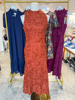 Rust Textured Edge Maxi Dress