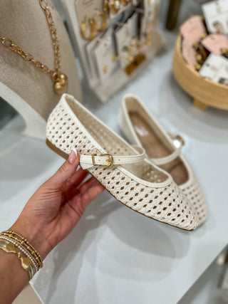 Jamie Ivory Woven Mary Jane Sandal