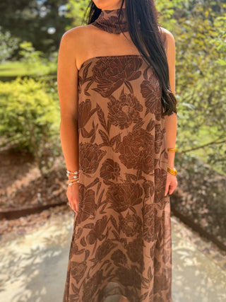 Chocolate Blooms Maxi Dress