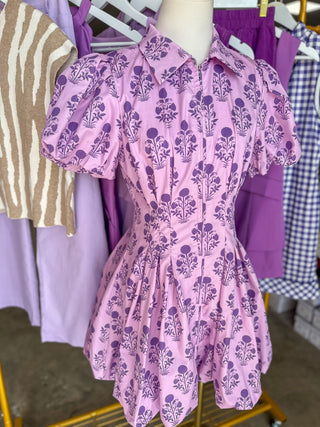 Lavender Feilds Bubble Zip Mini Dress