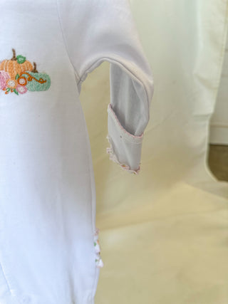 Pumpkin Blush Embroidered Ruffle Footie