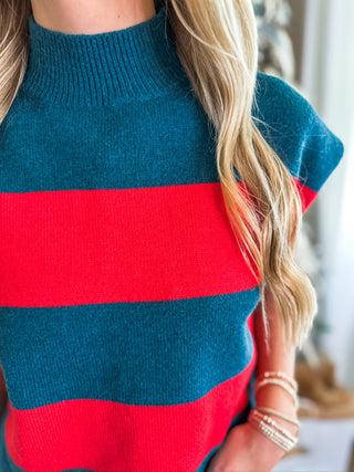 Pine Festive & Fabulous Mock Neck Cropped Sweater Top