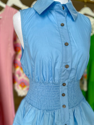 Light Blue Sweet Scalloped Peplum Top