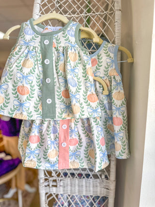 Blue Pumpkin Print Bloomer Set
