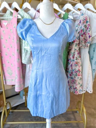 Blue Forever Yours Bubble Sleeve Mini Dress