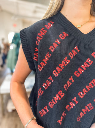 Red & Black Gameday Glitz Sweater Vest