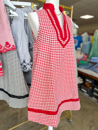 The Red Harbor Line Gingham Mini Dress