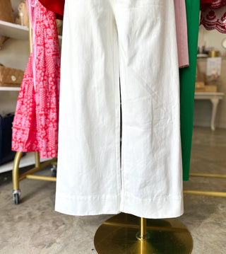 White Seaside Stroll Crop Wide Leg Jeans
