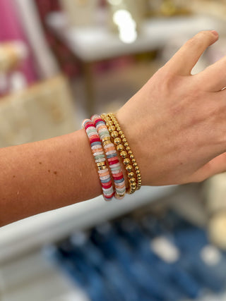 Multi & Gold Beaded Set of 4 Stretch Bracelets