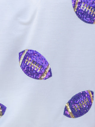 Purple & Gold Sparkle Football Game Day Short Set