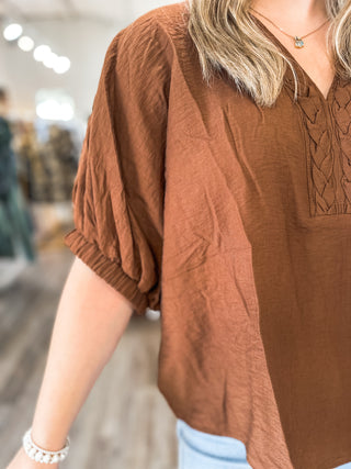 Caramel Ruche Braided Top