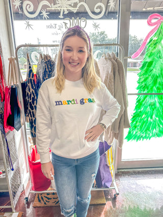 Mardi Gras White Multicolor Sweatshirt