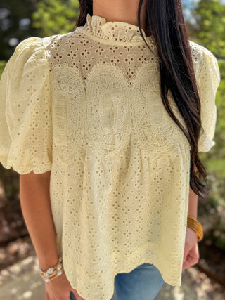 Cream Vintage Eyelet Top