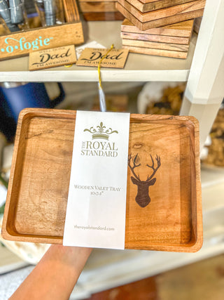 Deer Etched Wood Valet Tray