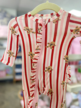 Pink Gingerbread Lane 2-Way Zip Footie