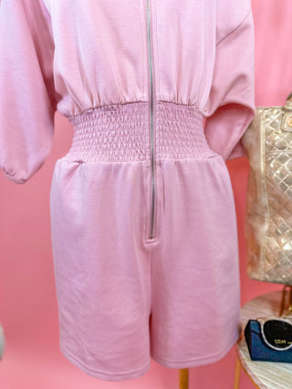 Pastel Pink Off Duty Zip Romper