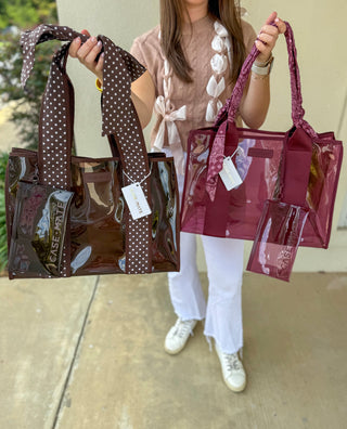 Espresso Polka Dot Bow Jelly Tote Bag | Case-Mate