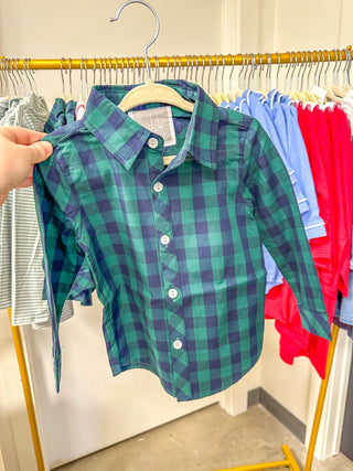 Blue & Green Tartan Boy Dress Shirt