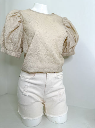 Cream Adaptable Fabric Shorts