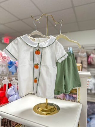 Thanksgiving & Halloween Pumpkin Applique Boys Set