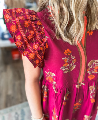 Garnet Tuscan Bloom Midi Dress