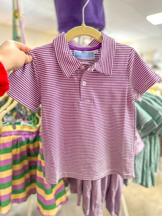 Purple Stripe Henry Gameday Polo