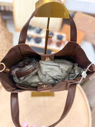 Chocolate BW Kendall Mini Tote | Caroline Hill