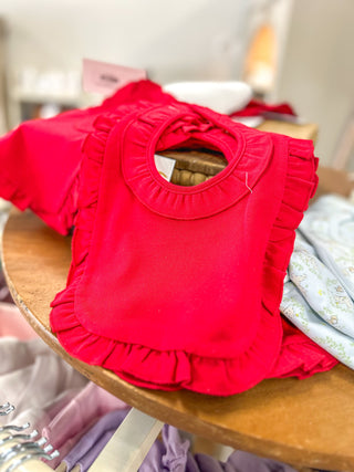 Red Ruffle Baby Bib