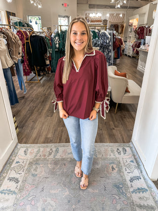 Garnet Sweet Stitch Poplin Blouse