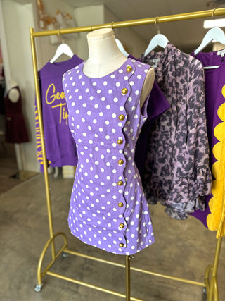 Lavender Pippa Polka Dot Romper