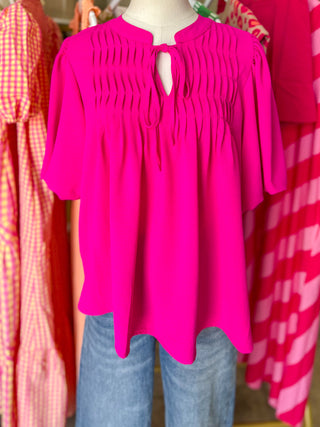 Hot Pink Pintuck Detail Everyday Top