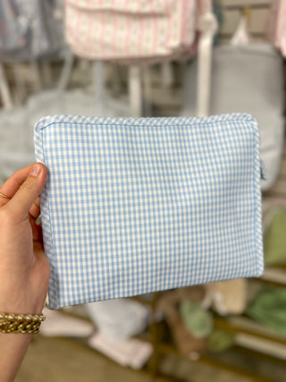 TRVL Mist Gingham Large Roadie Zip Pouch