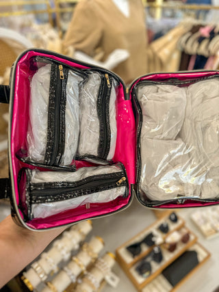 Black Patent Large Punta Cana Cosmetic Travel Case | Caroline Hill