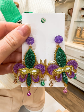 Mardi Gras Mask Fleur- Da-Lis Earrings