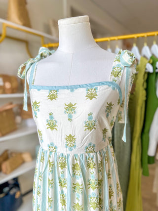 Sage Floral State of Mind Stripe Midi Dress