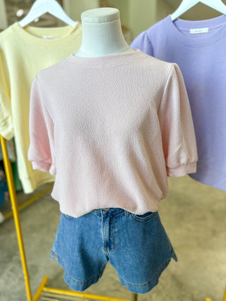 Pale Pink Go-To Knit Short Sleeve Top