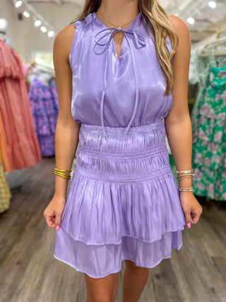 Soft Shine Lilac Ruffle Mini Dress