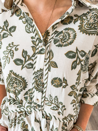 Olive Wild Garden Collared Top