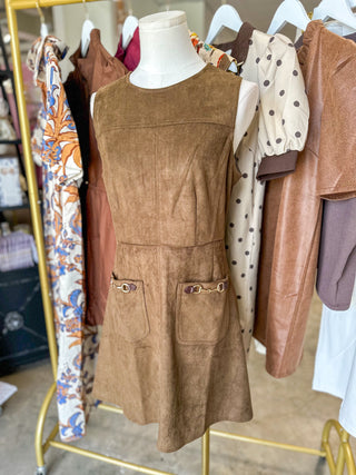 Brown Saddle & Suede Mini Dress