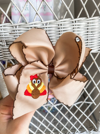 Turkey Embroidered Moonstitch Hair Bow