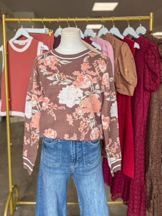Brown & Pink Vintage Bloom Sweater