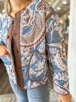 Cocoa Sky Paisley Button Down Jacket