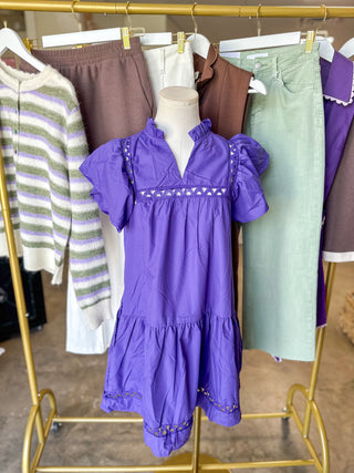 Purple Grace Eyelet Mini Dress