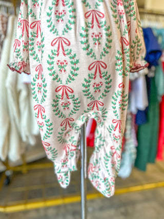 Christmas Wreath Print Girls Romper