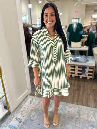 Pine Causal Weekend Stripe Mini Dress