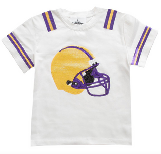 Purple & Gold Sparkles of the Season Helmet Game Day Top