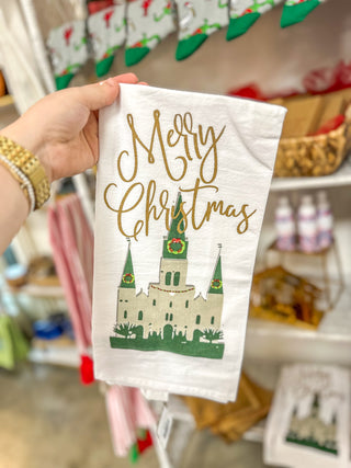 Cathedral Christmas Flour Sack Hand Towel White/Multi/Gold