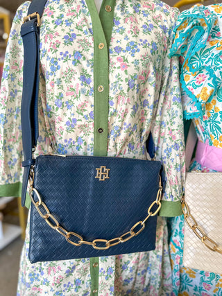 Woven Navy Ariana Crossbody | Caroline Hill